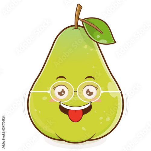 pear playful face cartoon cute