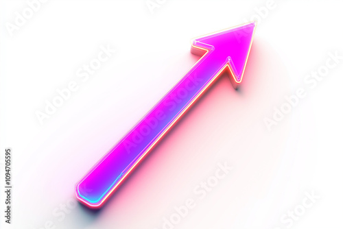 A glowing neon arrow pointing upward, symbolizing growth and progress, set against a white background. The arrow soars, leaving a luminous trail, creating a dynamic, motion-filled effect. PNG.