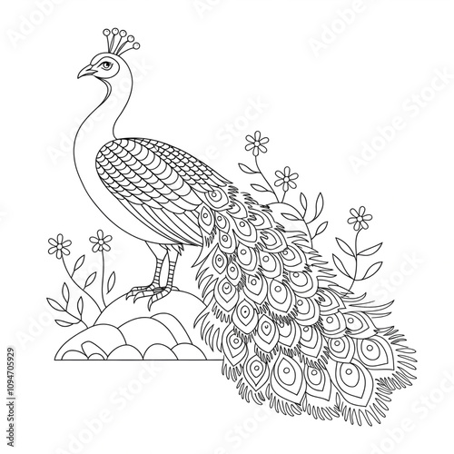 A black and white the peacock coloring book 