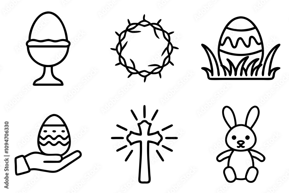 Fototapeta premium Easter icon set, black
