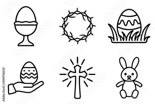 Easter icon set, black