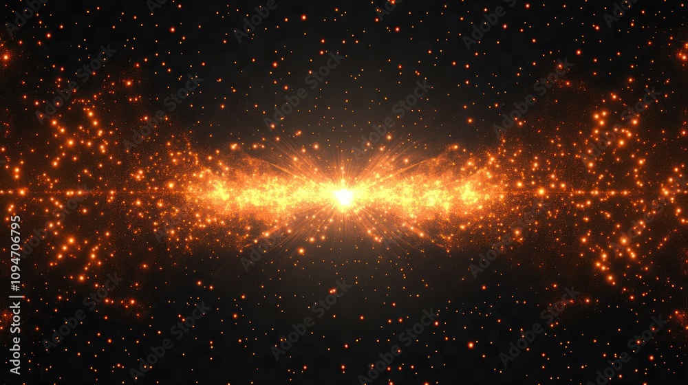 Naklejka premium Cosmic Burst: An Orange Nebula in the Vast Expanse of Space