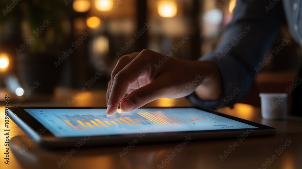 close-up of a hand using a tablet with a business planning app, symbolizing digital innovation close-up of a hand using a tablet with a business planning app, symbolizing digital innovation