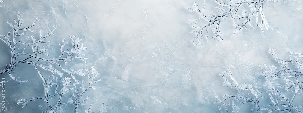 Fototapeta premium acks. Winter seasonal background, mock up, flat lay, ice texture