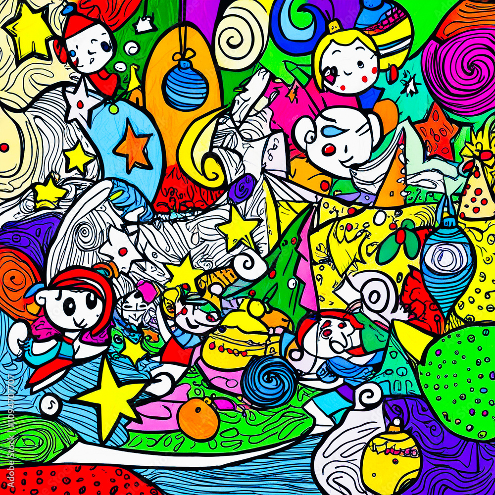 Creative Scribbles. A vibrant and playful doodle-style illustration with hand-drawn elements like quirky shapes, abstract patterns, and festive details. Creative Scribbles. A vibrant and playful doodle-style illustration with hand-drawn elements like quirky shapes, abstract patterns, and festive details.