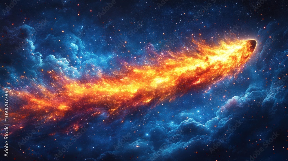 Fiery Comet Streak Through Space Fiery Comet Streak Through Space