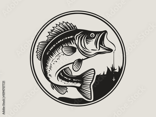 A fish head and a fish in the middle of a forest. A poster that says fish set on it.
