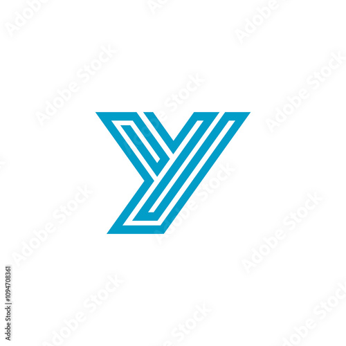 Mono Line Geometric Letter Y Logo design vector template