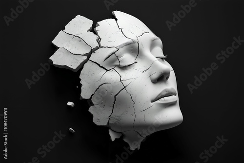 Fragmented Female Face Sculpture
