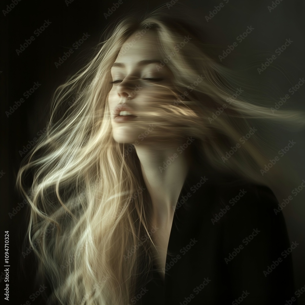 Portrait of Woman with Blonde Hair in Motion Portrait of Woman with Blonde Hair in Motion