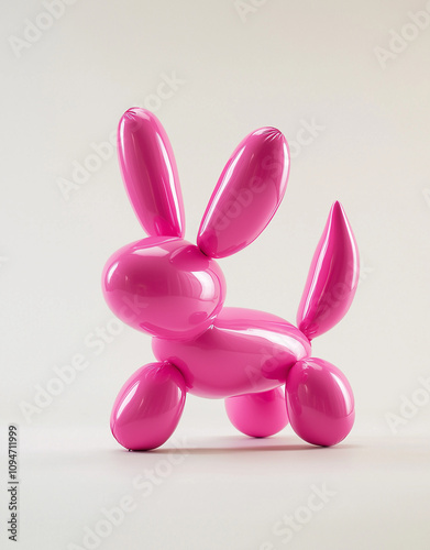 A pink balloon dog on a white background, suitable for a small canvas print.