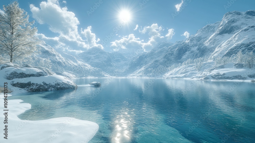 Fototapeta premium Snowy Mountain Lake