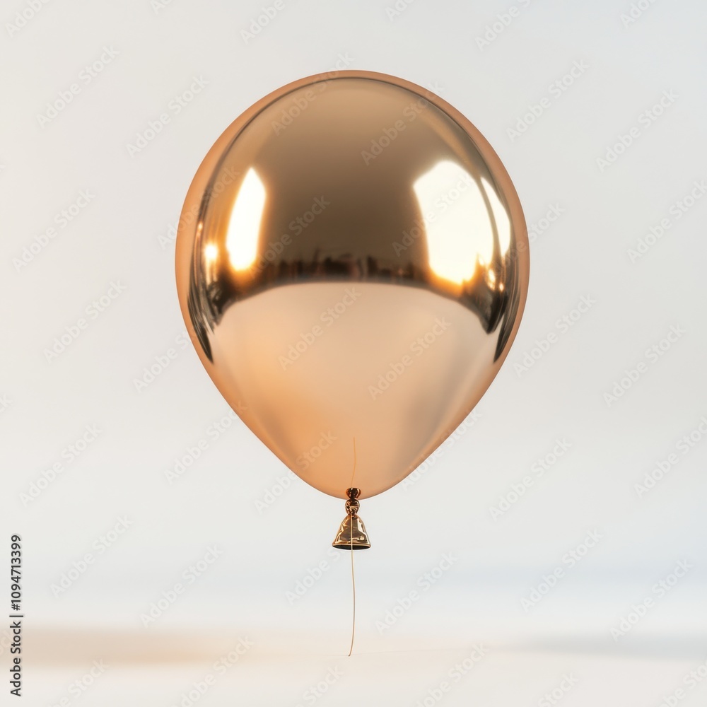 Obraz premium A front view of a shiny, metallic gold balloon with a smooth, reflective surface that captures isolated on a white background