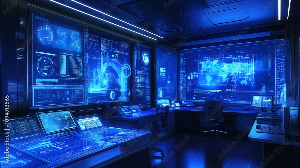futuristic workspace with holographic displays showcasing business metrics and planning diagrams futuristic workspace with holographic displays showcasing business metrics and planning diagrams