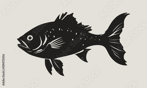 A fish head and a fish in the middle of a forest. A poster that says fish set on it.

