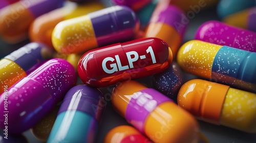 Colorful capsules symbolize glp-1 weight management solutions.