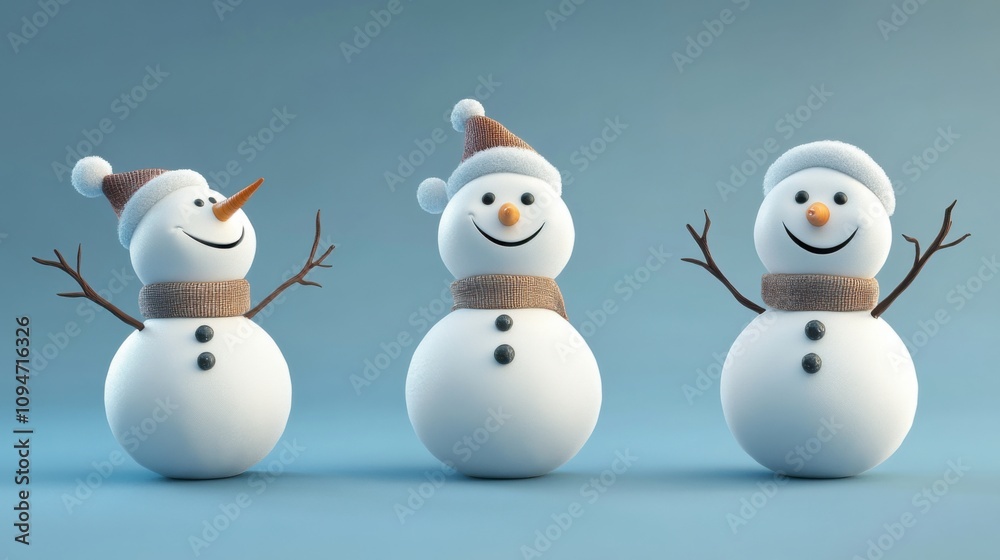 3D rendered snowman for a playful holiday scene 3D rendered snowman for a playful holiday scene