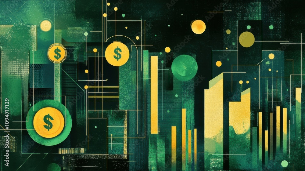 The concept of SEO ROI in green and gold colors The concept of SEO ROI in green and gold colors