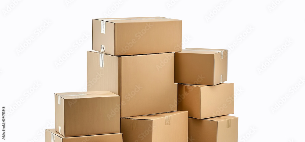 Stacked cardboard boxes , isolated on a white background. Stacked cardboard boxes , isolated on a white background.
