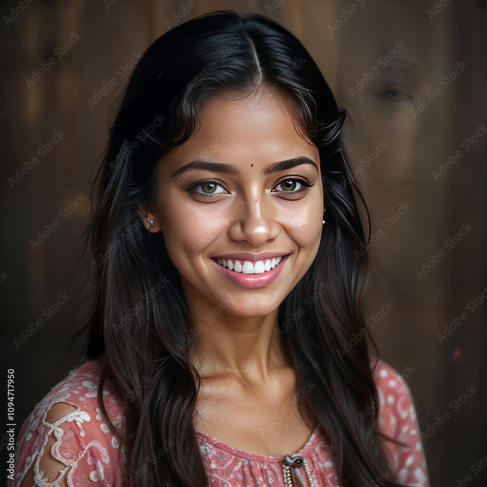 portrait of a smiling young girl of Indian ethnicity portrait of a smiling young girl of Indian ethnicity