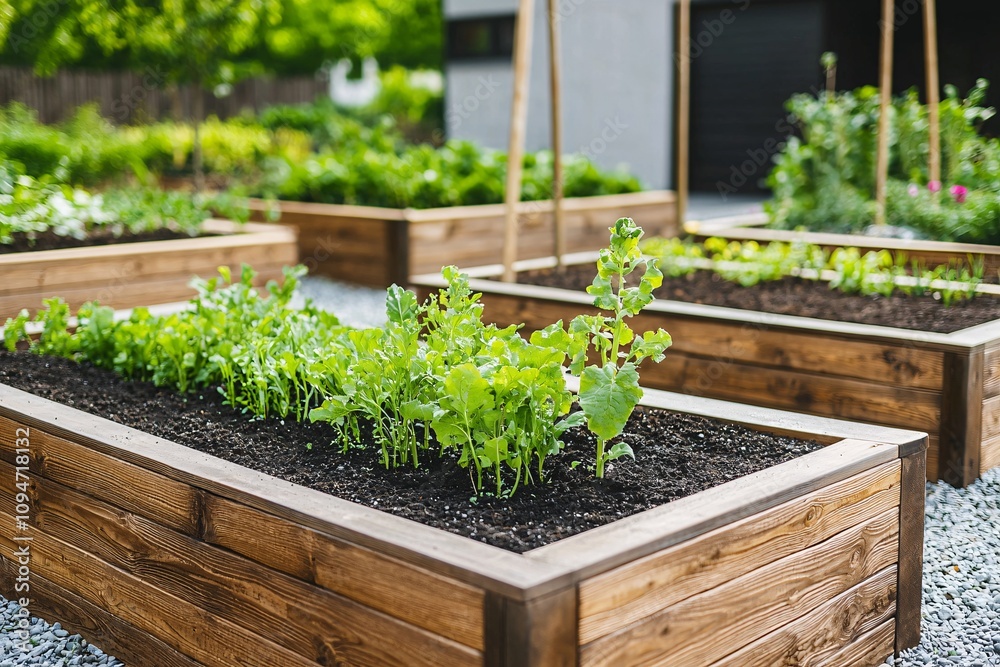 Urban gardening action sustainable garden residential area vegetable beds contemporary design eco-friendly concept for modern living Urban gardening action sustainable garden residential area vegetable beds contemporary design eco-friendly concept for modern living