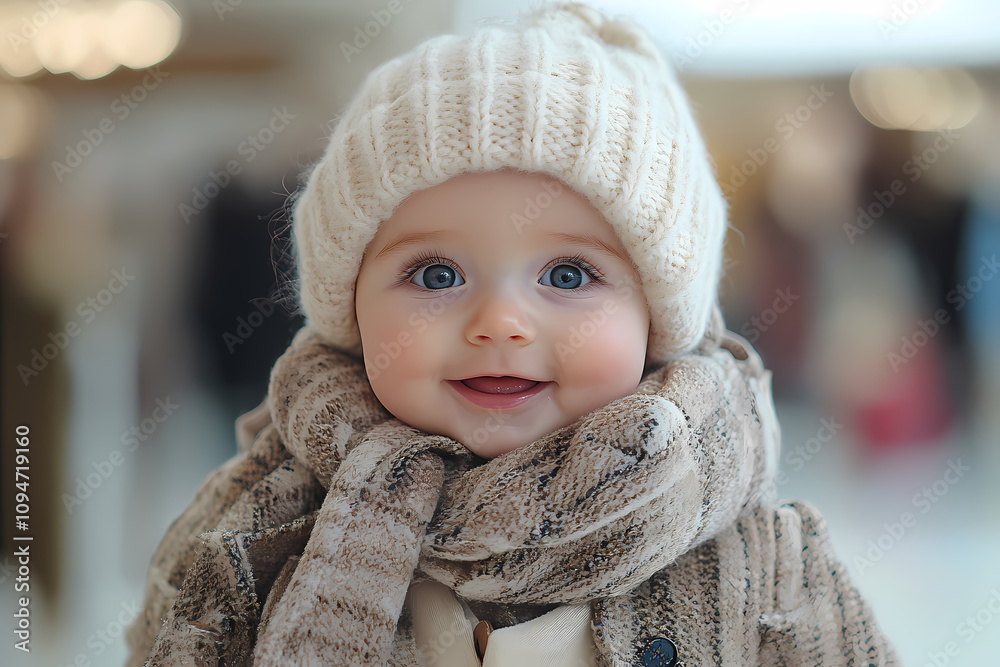 Walking down the runway with a smile is a cute smiling french baby Walking down the runway with a smile is a cute smiling french baby