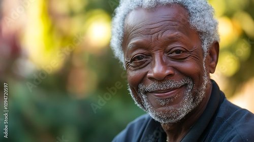 Smiling Senior Man Outdoors in Natural Light. AI Generated