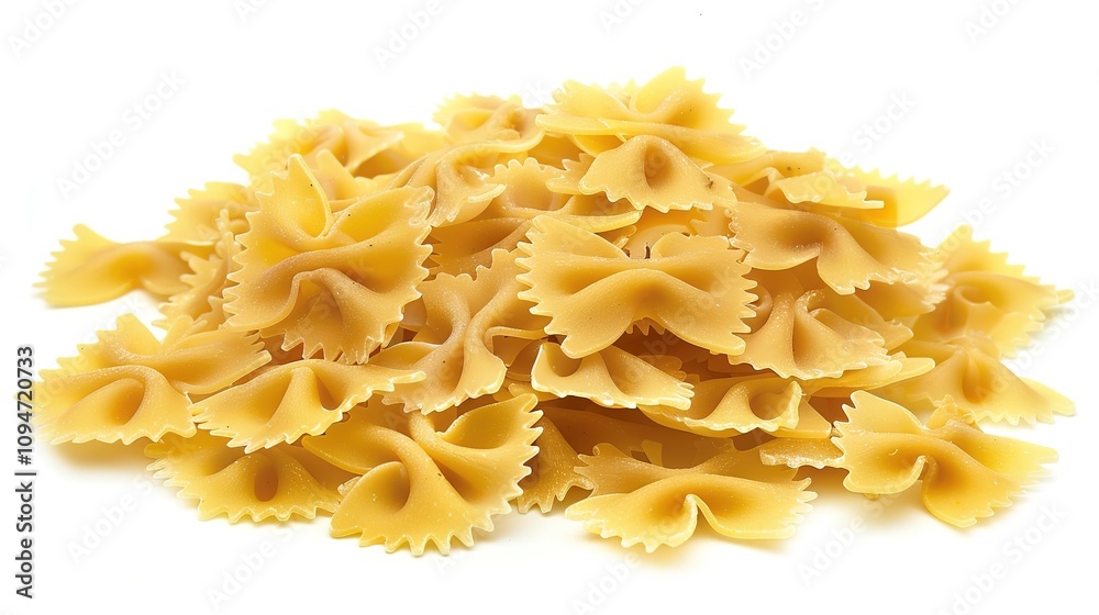 Farfalle Pasta Isolated on White Background - A Captivating Display of Culinary Delight. The Graceful Farfalle Pasta, with Its Distinctive Bow - like Shape, Standing Alone Against the Purity of White. Farfalle Pasta Isolated on White Background - A Captivating Display of Culinary Delight. The Graceful Farfalle Pasta, with Its Distinctive Bow - like Shape, Standing Alone Against the Purity of White.
