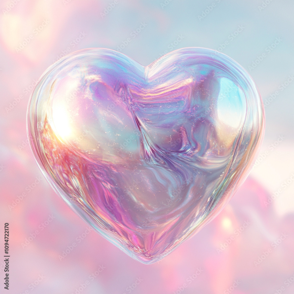 floating heart design, iridescent pastel gradients, shimmering and glowing textures, soft abstract background, Generative AI floating heart design, iridescent pastel gradients, shimmering and glowing textures, soft abstract background, Generative AI
