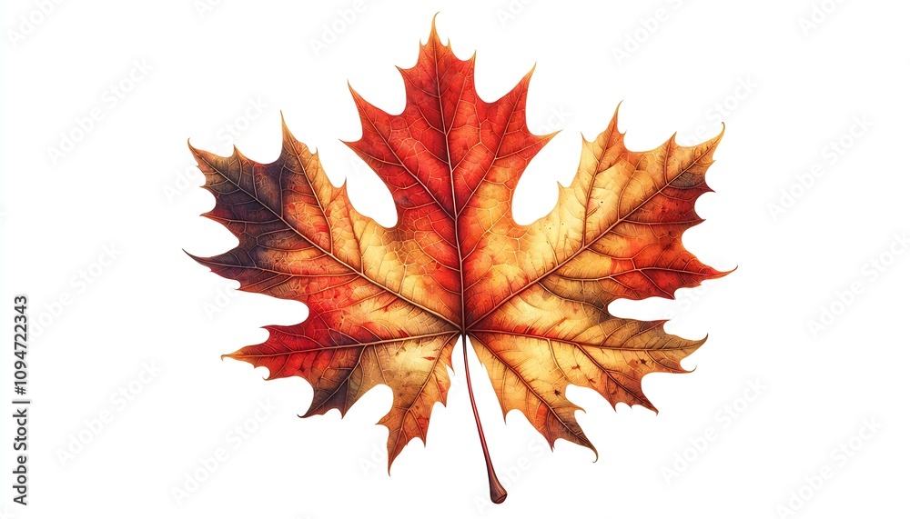Fototapeta premium Autumn Leaves Falling from Tree Branch in Breeze. generator AI
