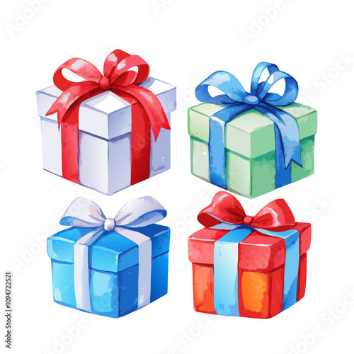 Watercolor hand drawn gift boxes vector illustration (12)