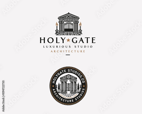Vintage classic Antique gate arhitecture studio logo for business company