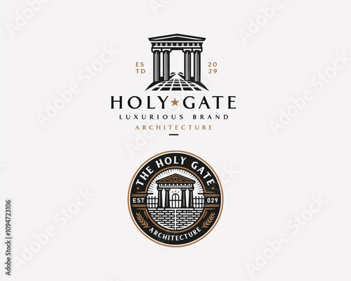 Vintage classic Antique gate arhitecture studio logo for business company