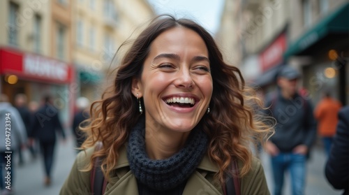 Wallpaper Mural Woman Laughing in Urban Street Style Torontodigital.ca