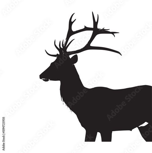 A drawing of a hunting deer with antlers. Deer and Duck with a beige background.
