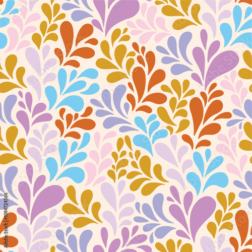 Colorful abstract plant seamless pattern
