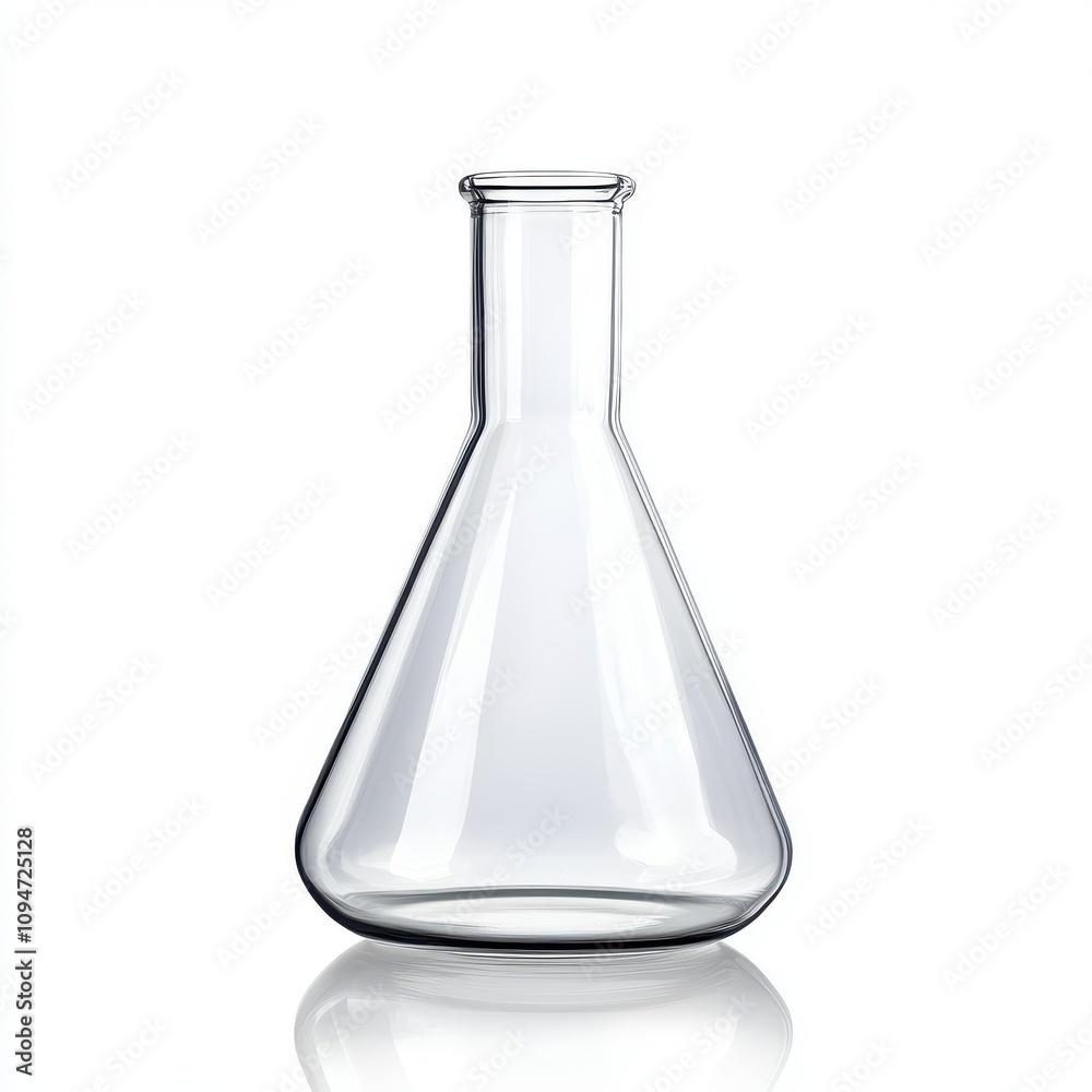 Empty Erlenmeyer chemical flask isolated on white background Empty Erlenmeyer chemical flask isolated on white background
