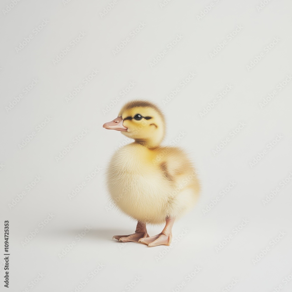 Fluffy yellow duckling standing isolated on white background Fluffy yellow duckling standing isolated on white background