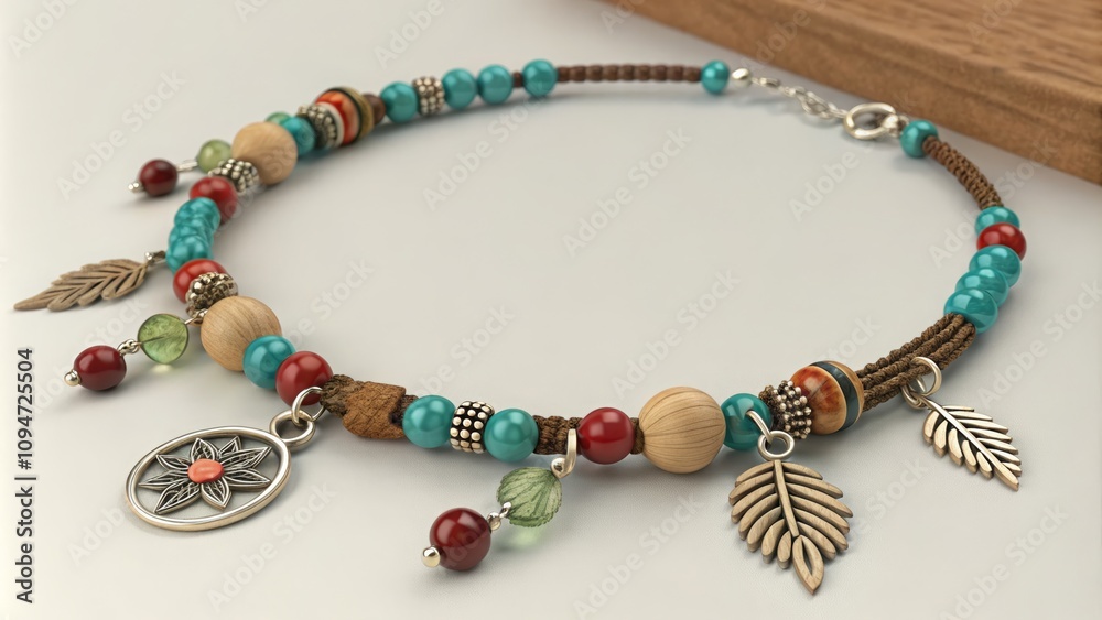 Colorful beaded necklace with charms showcasing a blend of natural materials and intricate designs for unique jewelry lovers Colorful beaded necklace with charms showcasing a blend of natural materials and intricate designs for unique jewelry lovers