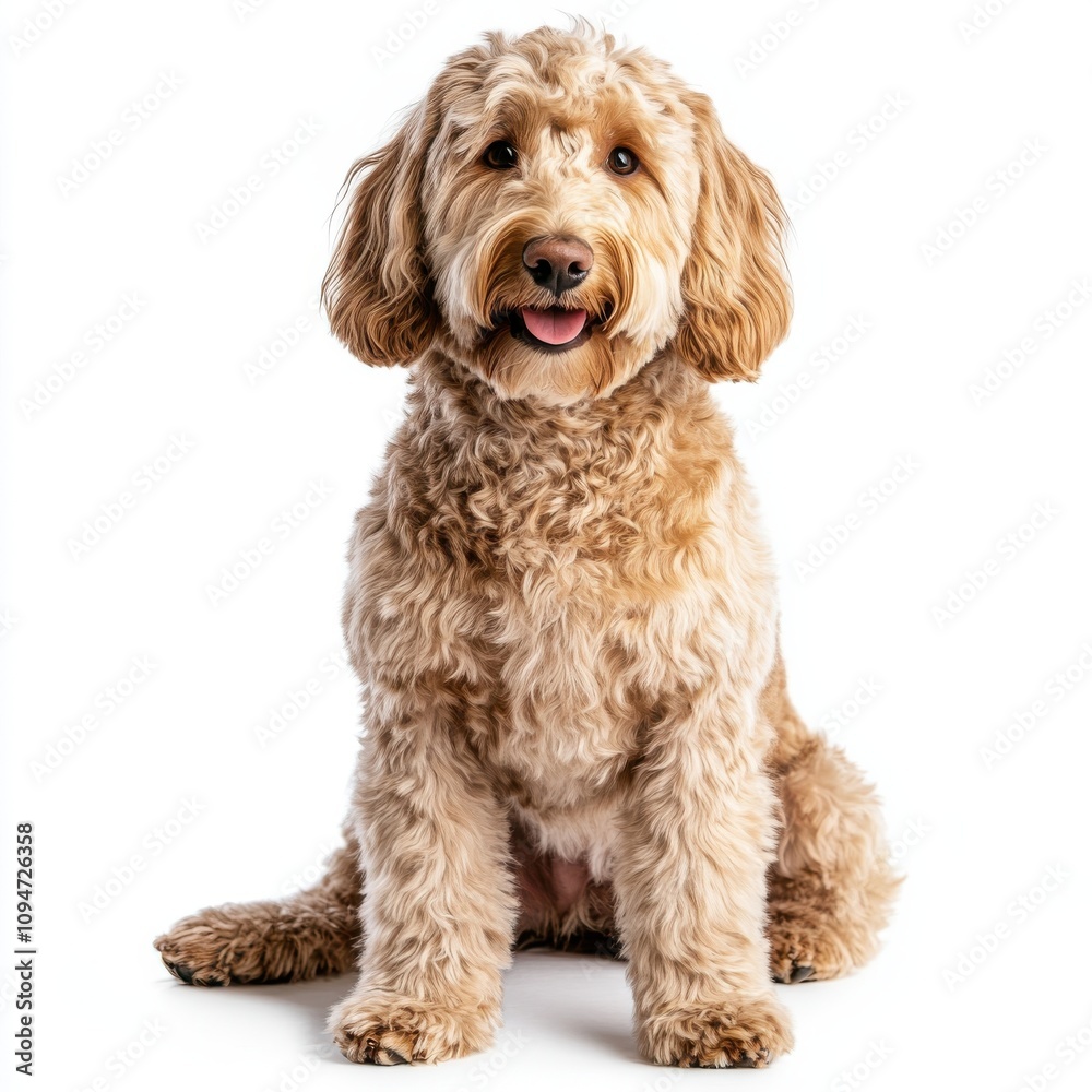 Golden doodle dog isolated on white background Golden doodle dog isolated on white background