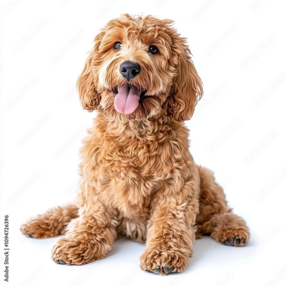 Golden doodle dog isolated on white background Golden doodle dog isolated on white background