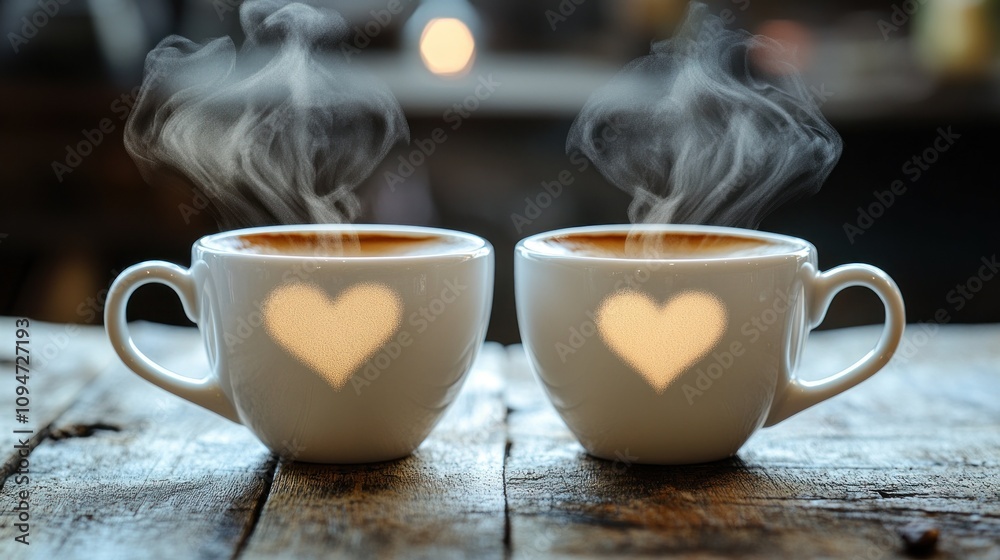 Minimalist Coffee Cups with Heart Heat Emission Minimalist Coffee Cups with Heart Heat Emission