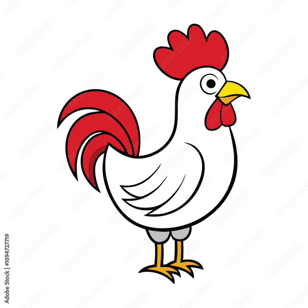 Cartoon rooster clipart vector illustration in flat style. Cartoon rooster clipart vector illustration in flat style.