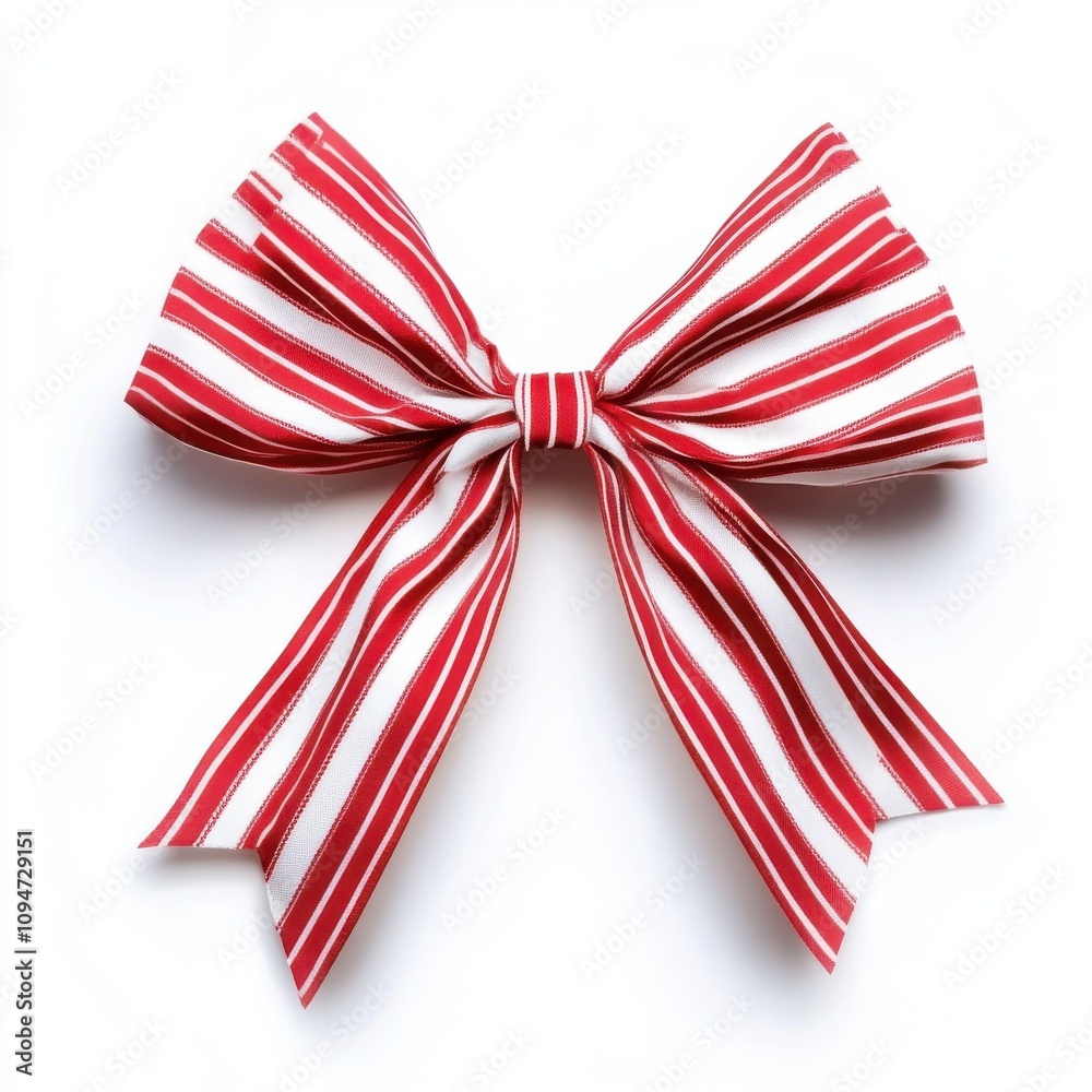 Red and white striped bow isolated on white background Red and white striped bow isolated on white background