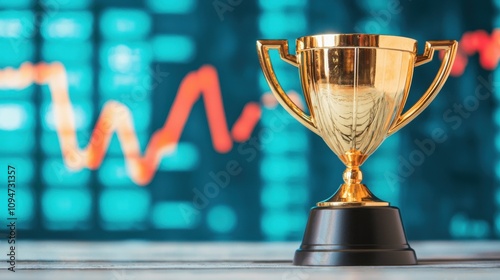 Celebrating Achievements Award Ceremony Business Sector Trophy Display Modern Office Close-up Success Recognition