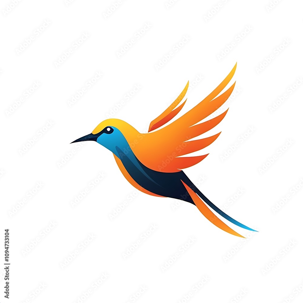 Obraz premium Modern flying bird abstract logo, isolated on white background
