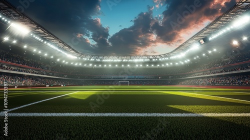 vibrant stadium alive spectators stands eagerly watching action illuminated field thrilling evening match floodlights