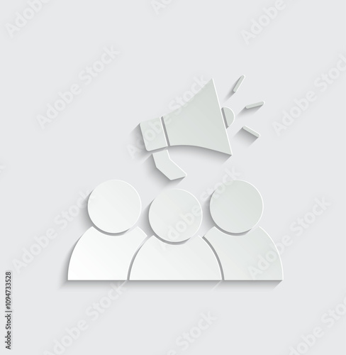 peope and loudspeaker icon vector   announcement, communication sign photo