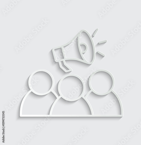 peope and loudspeaker icon vector   announcement, communication sign photo