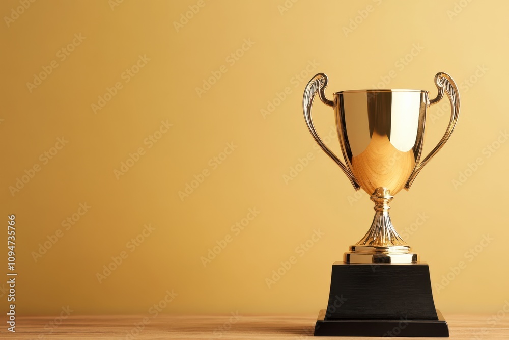 A golden trophy cup gleams against a muted background, epitomizing triumph and achievement. A golden trophy cup gleams against a muted background, epitomizing triumph and achievement.